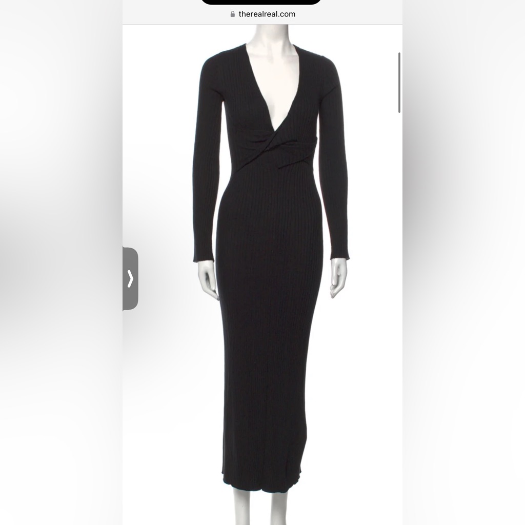 Sir The Label Black Ribbed Long Sleeve Maxi Dress